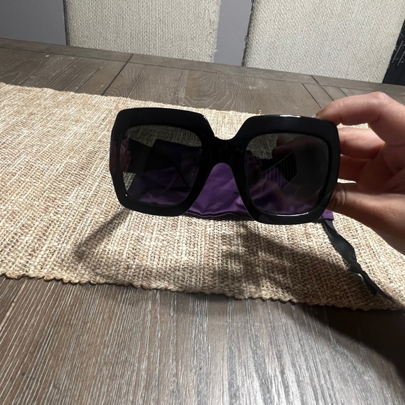 Gucci Black Gradient Sunglasses with Gold Logo and Purple...